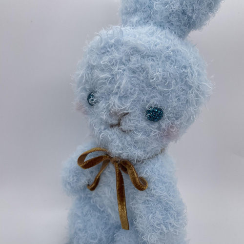 あみぐるみ】ふぁふぁうさぎパステルカラー水色【165】ファーヤーン