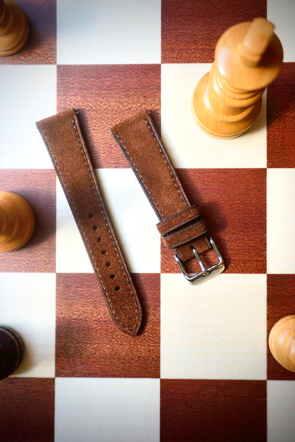 高級革使用』イングリッシュスウェード ブラウン 時計ベルト