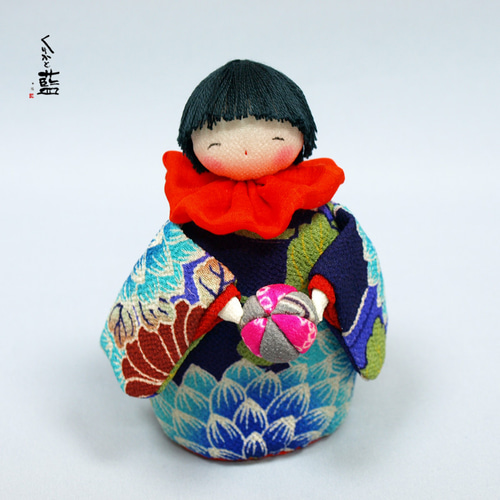 立ち人形 女児 ちりめん細工 お細工物 古布 正絹 アンティーク縮緬