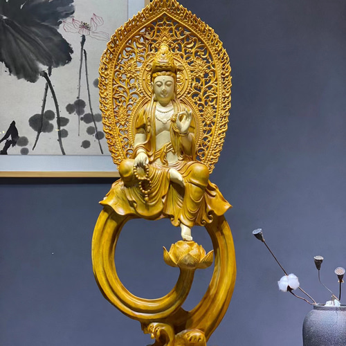 木彫 玉眼 聖観音菩薩立像 仏像 仏教美術 木彫 玉眼 聖観音菩薩立像 仏像