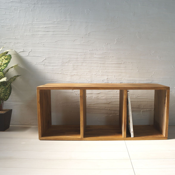3段ボックス TVボード ベンチ 収納棚 ダークウォールナット 北欧3段