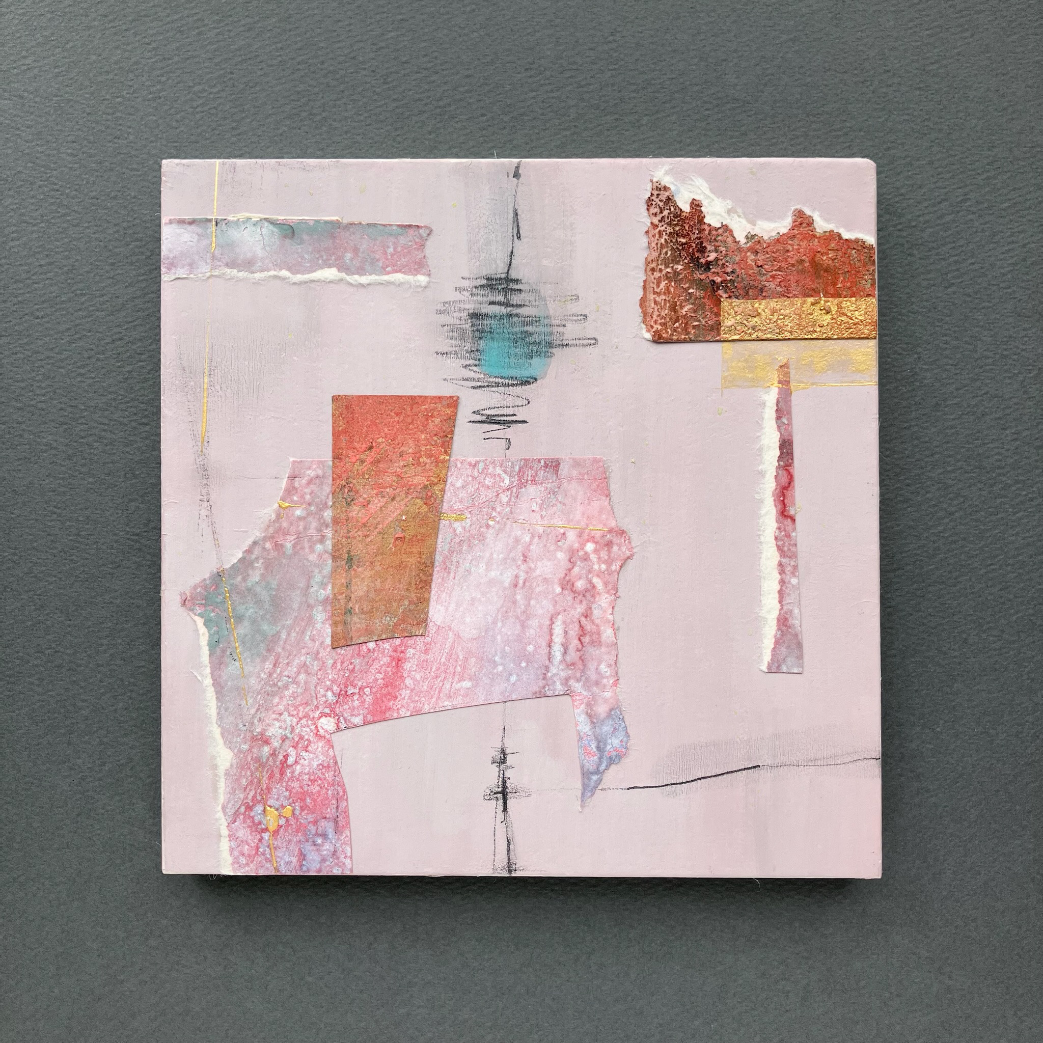 抽象コラージュ「あしたの設計図」アートパネル 絵画 kojirushi art