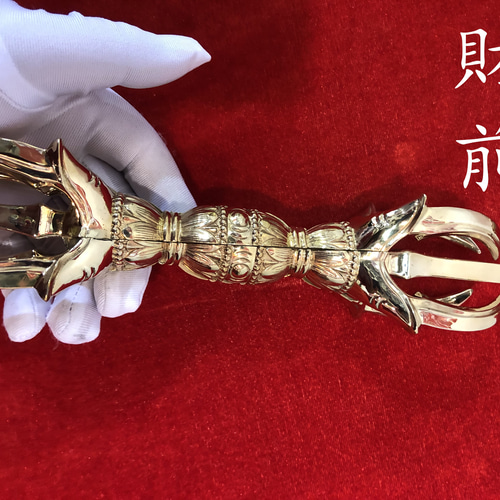 チベット仏教法器 人形杵 五鈷杵 金剛杵 密教法具 真鍮製 vajra 23cm