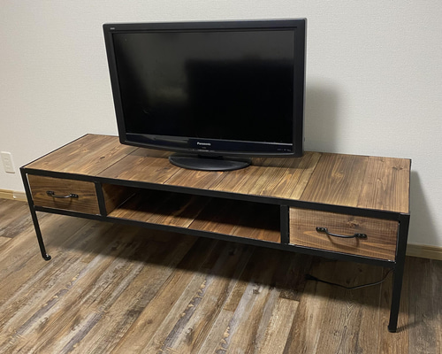 テレビ台 w1500 テレビボード 引出し2個 2段 アイアン オーダー家具