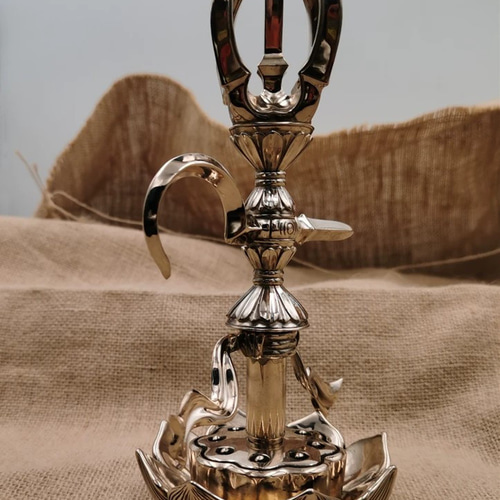 仏教美術 法器 五鈷金剛鉤 杵 青銅製 密教パワー 法具 19cm その他置物