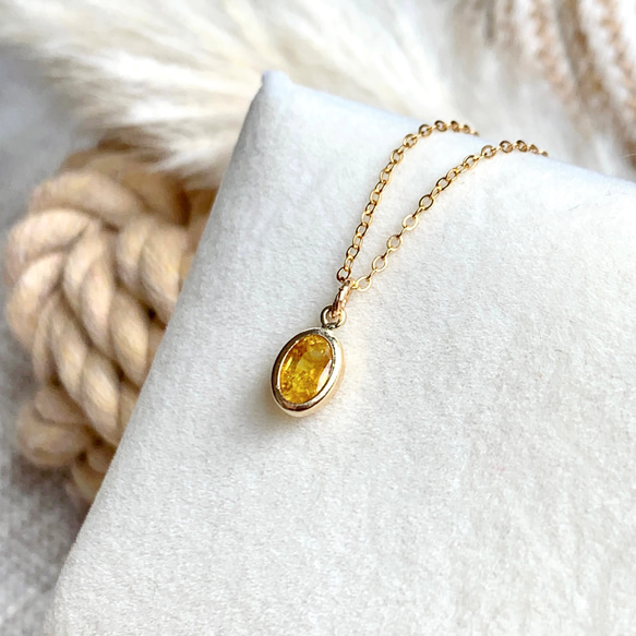 9月誕生石》14kgf 天然石 宝石質 イエローサファイア ネックレス