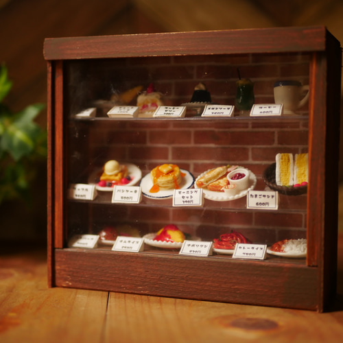 ミニチュア喫茶店ショーケースと食品サンプルセット その他置物 maron