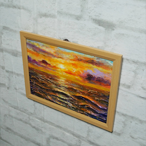 油絵 油彩 油彩画 絵画 アートパネル【赤い満月】 油絵 油彩 油彩画 絵