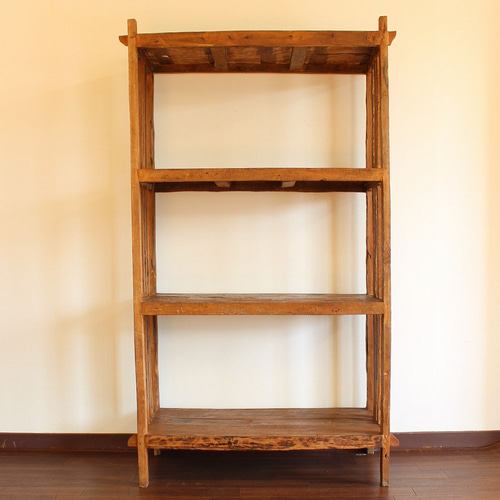 木製ラック チーク 古材 古木 廃材 本棚 ディスプレイラック 展示棚