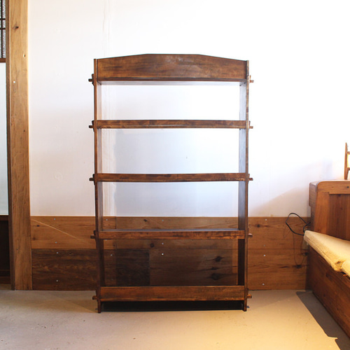 木製本棚4段 オープンラック 昭和レトロ 古家具 栓材 4段本棚 ブック