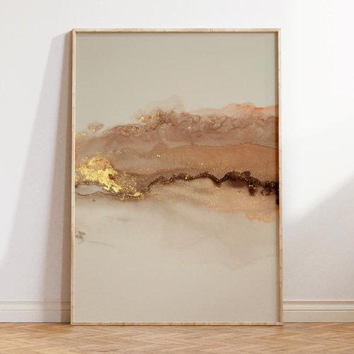 アートポスター 北欧風 抽象画 ゴールド ベージュ シンプルモダン