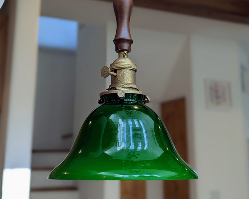 レトロなグリーンシェードのペンダントライト【受注生産】 シーリング