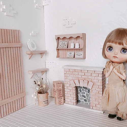ミニチュア ドールハウス 背景ボード 壁 床 カスタムブライス シャビー