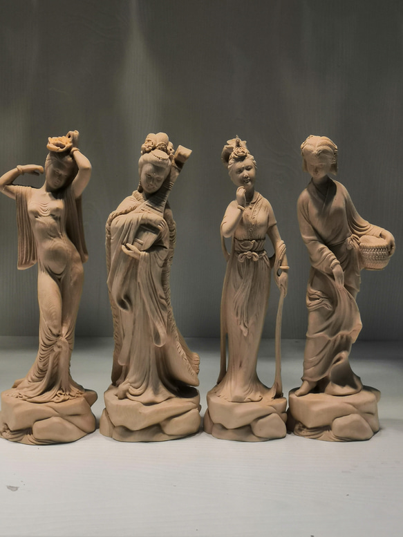 木彫 四大美女【楊貴妃・西施・王昭君・貂蝉】置物 彫刻工芸品