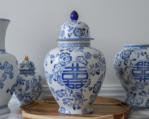 new 1点もの◇シノワズリの蓋つきジンジャーポット(大） 一輪挿し