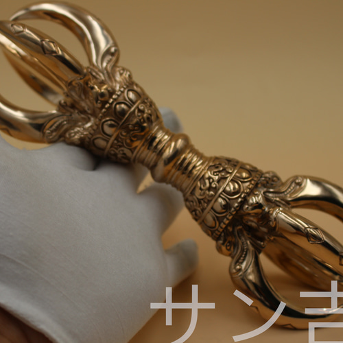 密教法器 宋式五鈷杵 金剛杵 仏教法具 真鍮製 vajra 23cm その他アート