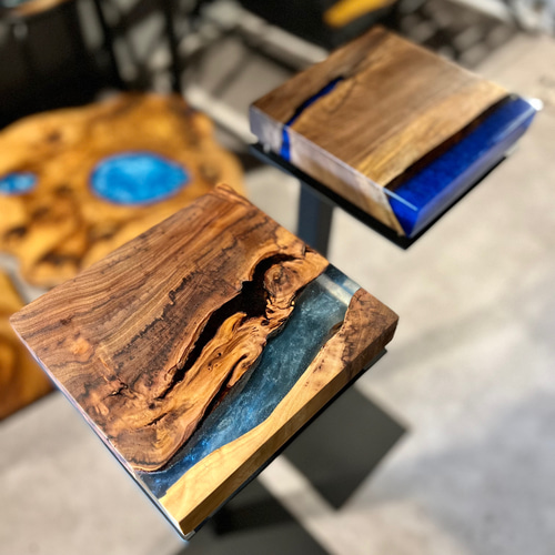 ウッドレジン スタンド サイドテーブル サイドテーブル 【 w i r e