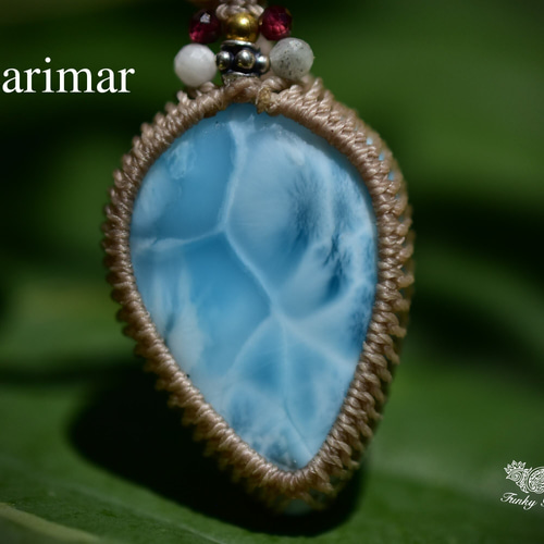 海雫』高品質ラリマーのマクラメペンダントネックレス