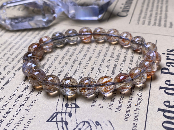 高品質No:1497天然石黒金スーパーセブンブレスレット早い者勝ち