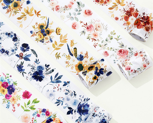 巻売 498☆ 海外 マスキングテープ マステ PET 装飾 花 蝶 鯨 銀ホロ