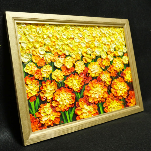 油絵 絵画 マリーゴールド【A4】 絵画 HR 通販 15680648｜Creema