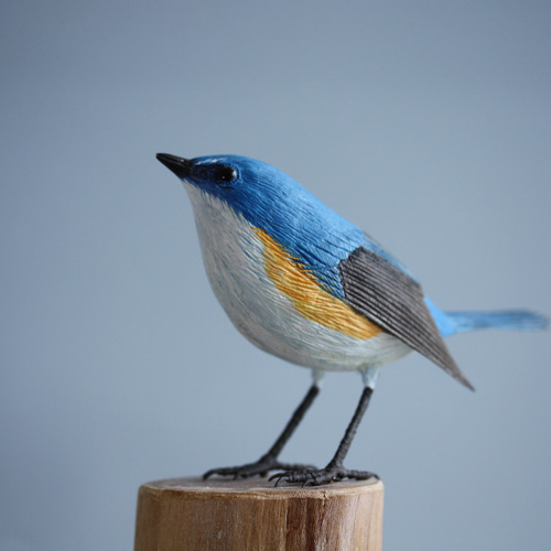 ルリビタキ オス バードカービング 彫刻 KS 通販 15615474｜Creema