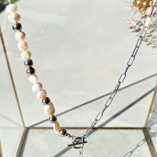 特別セール Mu 【1点のみ】サージカルステンレス淡水パールチェーン