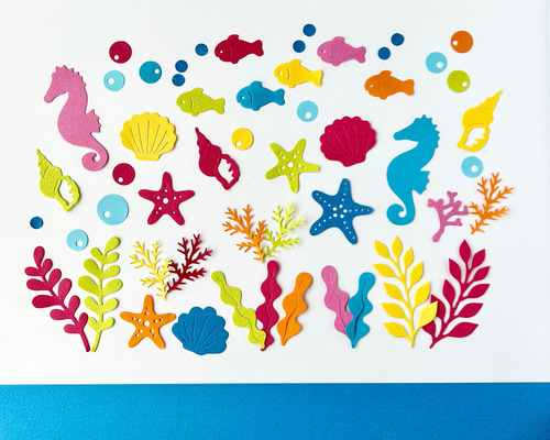 クラフトパンチおさかな海の中いろいろ〜カラフルランダム 夏休み 夏