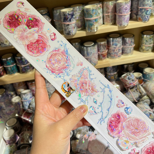 切売 523☆ 海外 マスキングテープ マステ PET 装飾 花 贝壳光