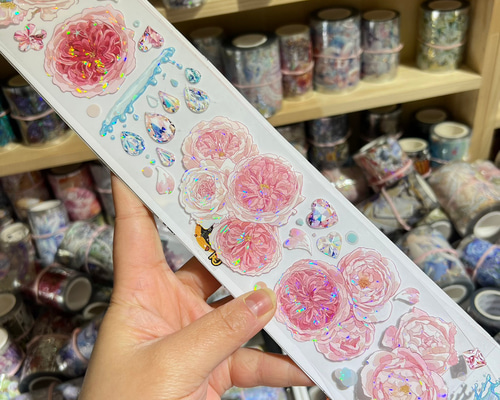 巻売 620☆ 海外 マスキングテープ マステ PET 花 装飾 人物 虹光