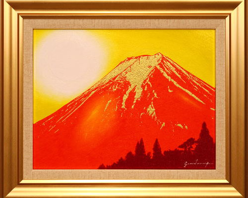 ☆十勝連峰と赤い屋根の家・肉筆油彩画・F6キャンバス ☆十勝連峰と