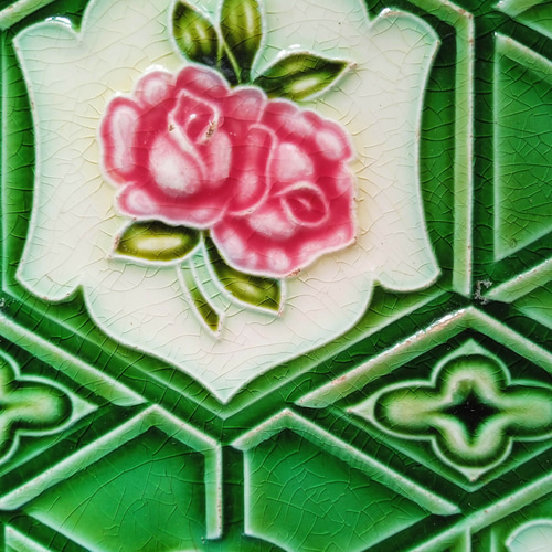 ハンドメイド日本製アンティークマジョリカタイル⑤4枚セット