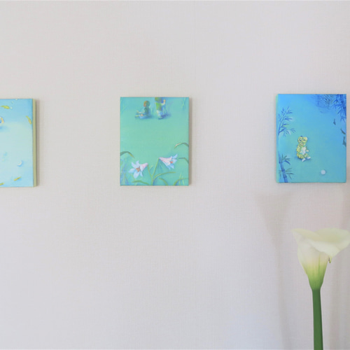 キャンバス油絵 専用 朝焼けを見る ななめうしろむきのうさぎ 印象派風