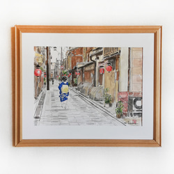 A4サイズ「京都 上賀茂神社」 京の水彩画工房 絵画 京の水彩画工房