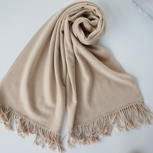 草木染め】ｳｰﾙ90% ｶｼﾐﾔ10% 大判ストール ベージュ色 ストール 138etex