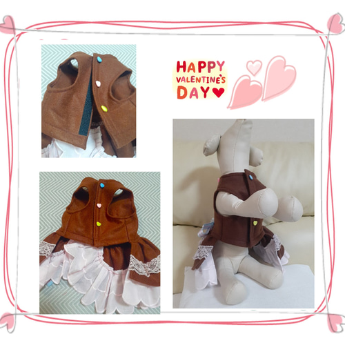 犬服【新作】バレンタインワンピース／チョコレートカラー 送料無料