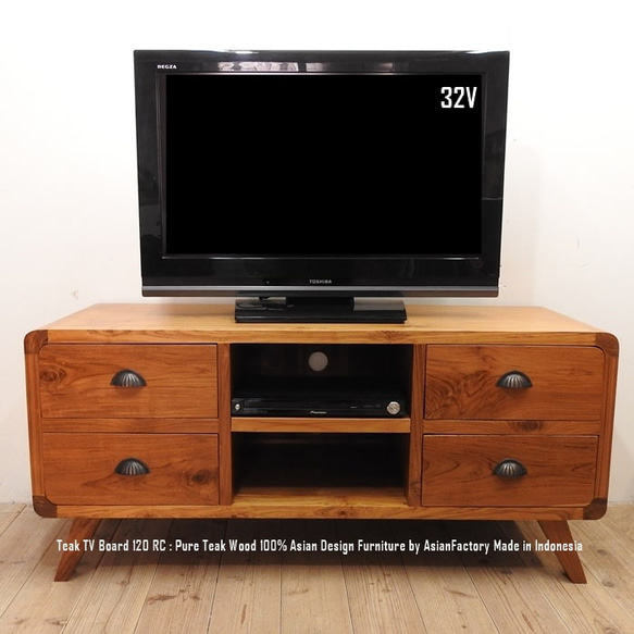 テレビ台 120cm チーク無垢材 TVボード AVラック 木製家具 TV台 バリ