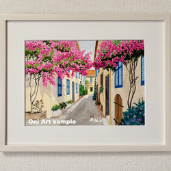 透明水彩画 原画 「野花の咲くフィールド01」額縁付き F4サイズ 風景画