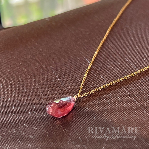 超大粒12mm レッドピンクトルマリン ペアシェイプ 豊かな色彩