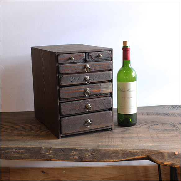 GO-172】引き出し 6段 小物入れ 木製家具 昭和レトロ アンティーク