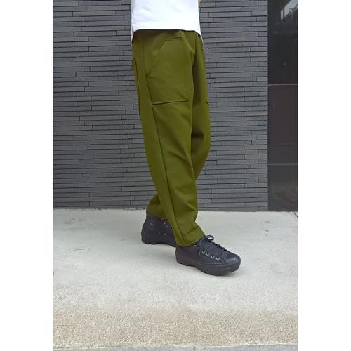 2 WAY ストレッチサルエルパンツ ／オリーブ色／秋冬パンツ ロング