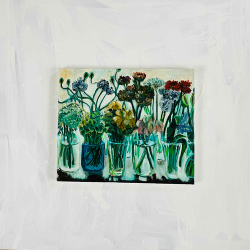 絵画「窓辺の花瓶」F8・油彩画・原画・裏紐付き