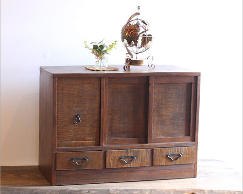 ケヤキ 欅 茶箪笥 リメイク家具 日本製 和茶棚 サイドボード 和風