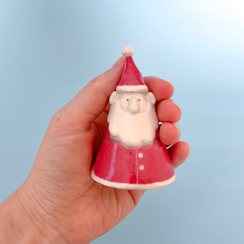 ストーリーのある陶器のベル サンタクロース【新米サンタ】 立体