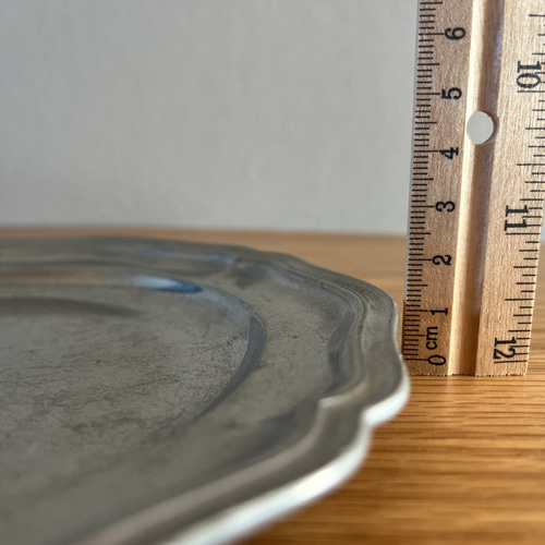 フランスの古い花リムピュータープレート エタン フランス