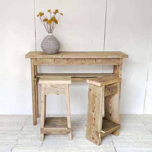 リサイクルウッド☆足場材 コンソールテーブル 幅120cm 棚1段 高さ90cm