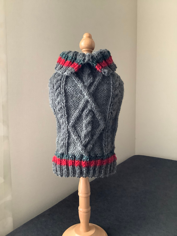 ○専用○ 犬服 手編みアランセーター バイカラー ケーブル模様 ○専用