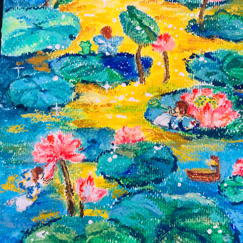 油絵 専用 おだやかな睡蓮の池 油絵 専用 おだやかな睡蓮の池 油絵