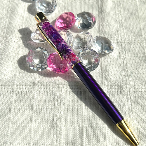 ハーバリウム風レジンボールペン(紫×紫) ペン・筆記用具 青星 通販