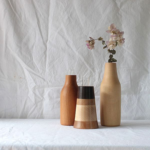 種類おまかせ】ろくろのフラワーベース Lサイズ 一輪挿し 花瓶 木製
